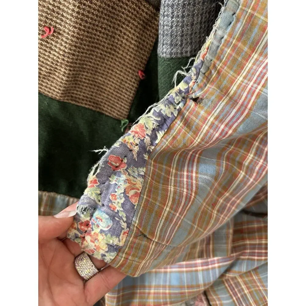 VTG Handmade Wool PATCHWORK Suit QUILT 40’s Primitive Rustic Farmhouse Country
